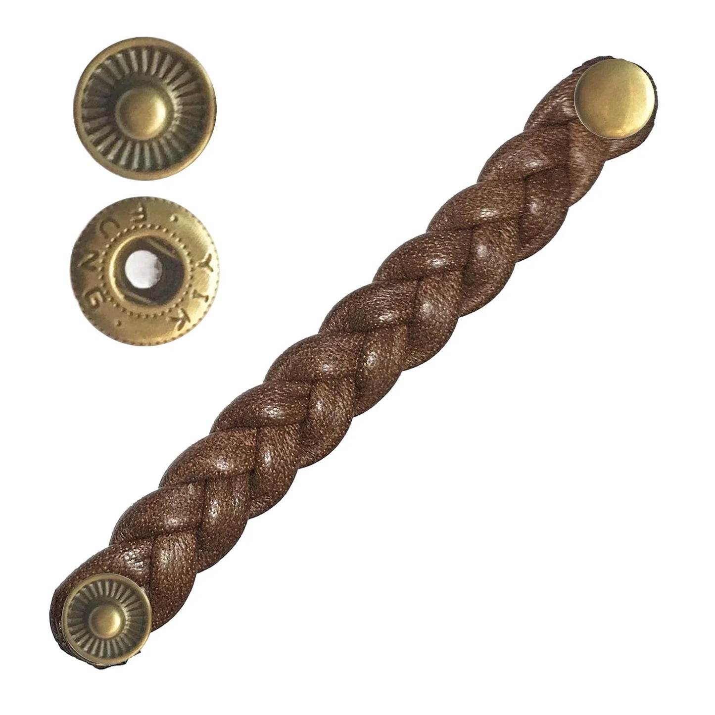 antique s - spring snap plain brown braided leather vest extender -