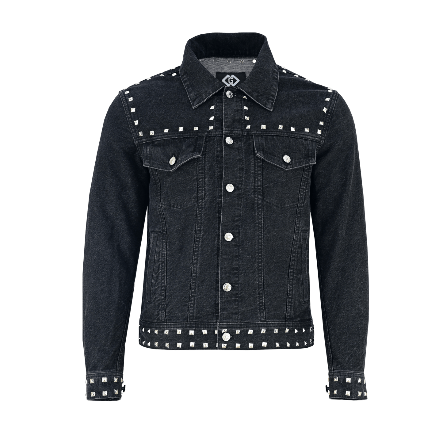 men’s black studded denim jacket | rock - inspired premium outerwear -