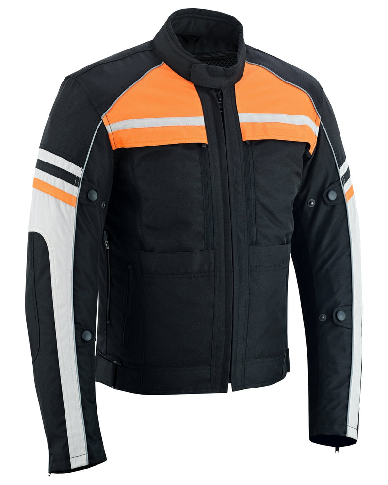 Mens Orange Black Grey Vented Textile Biker Riding Amoured Jacket HD Cool Summer All Season -