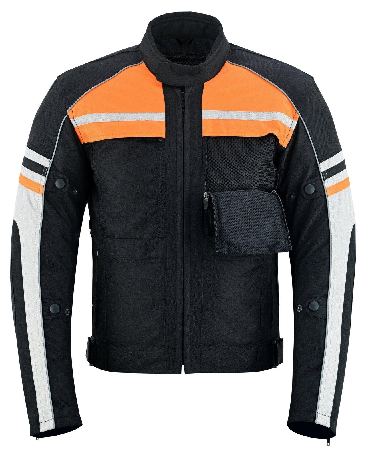 Mens Orange Black Grey Vented Textile Biker Riding Amoured Jacket HD Cool Summer All Season -