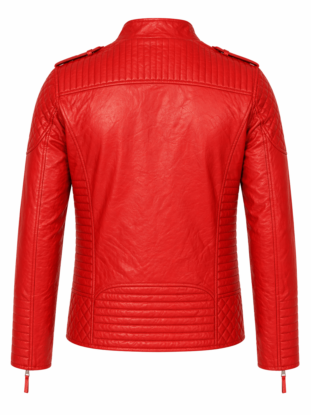 men’s red quilted leather biker jacket size xl | bold moto edition -