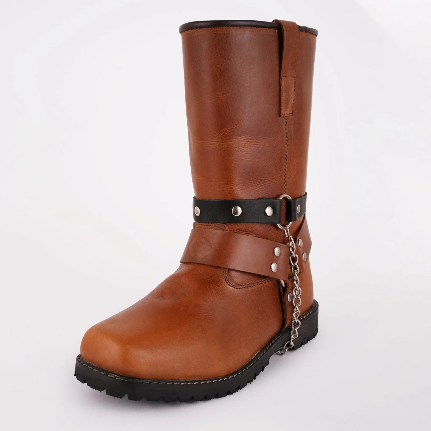 rivets leather boot chain - biker motorcycle acessory -