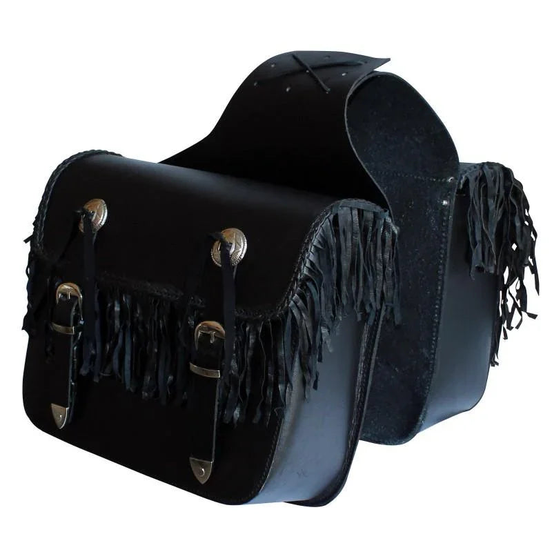 104 black leather saddle bags -
