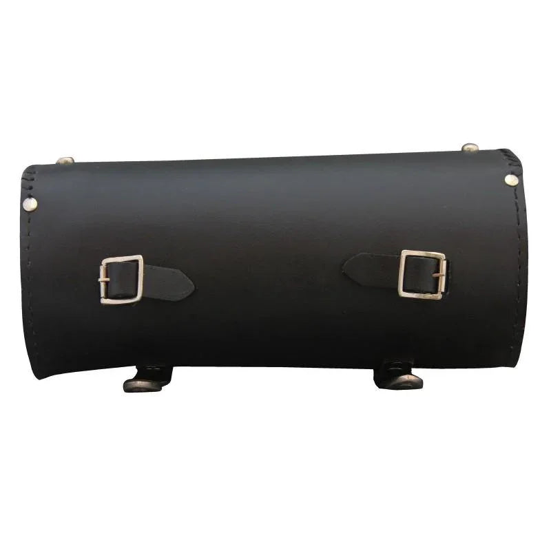 1094 plain black motorcycle leather long tool bag -