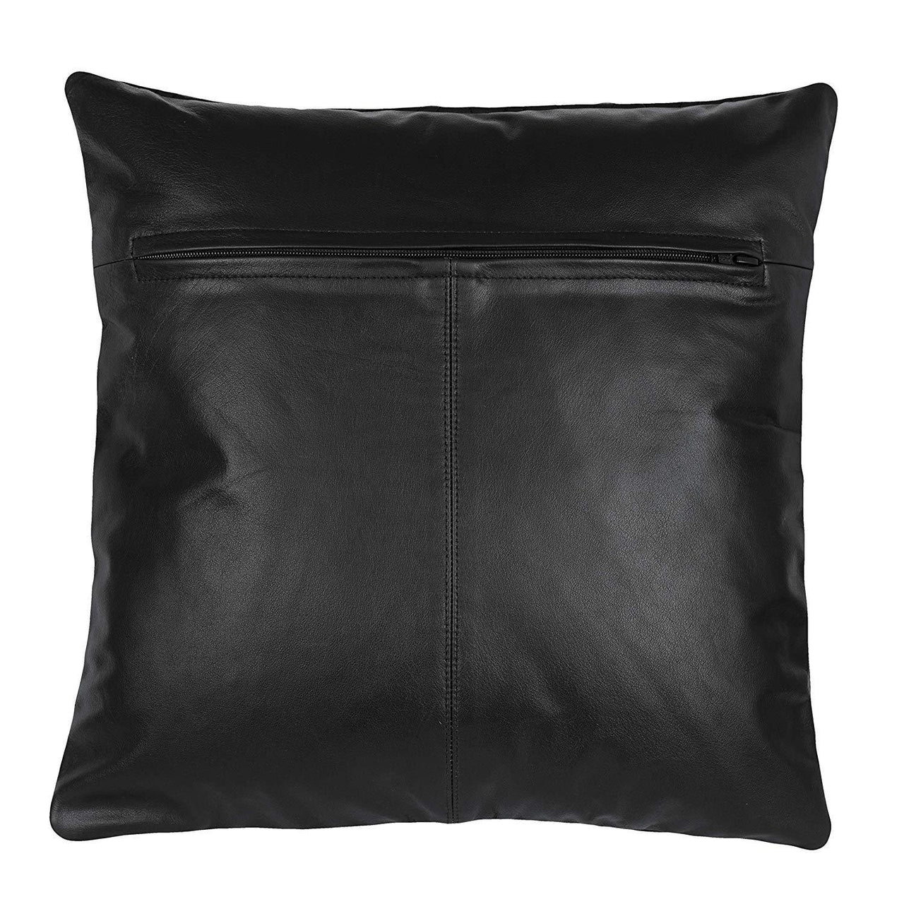 2 x Embroidery Black Leather Sofa Cushion Covers Home Decor -