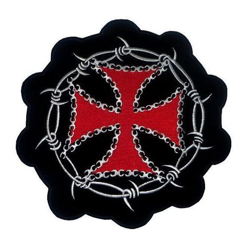 Barbed wire & Iron Cross Biker Motorcycle Embroidery Patch -