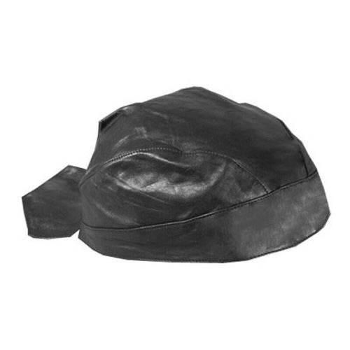 Biker Plain Black Leather Head wrap -