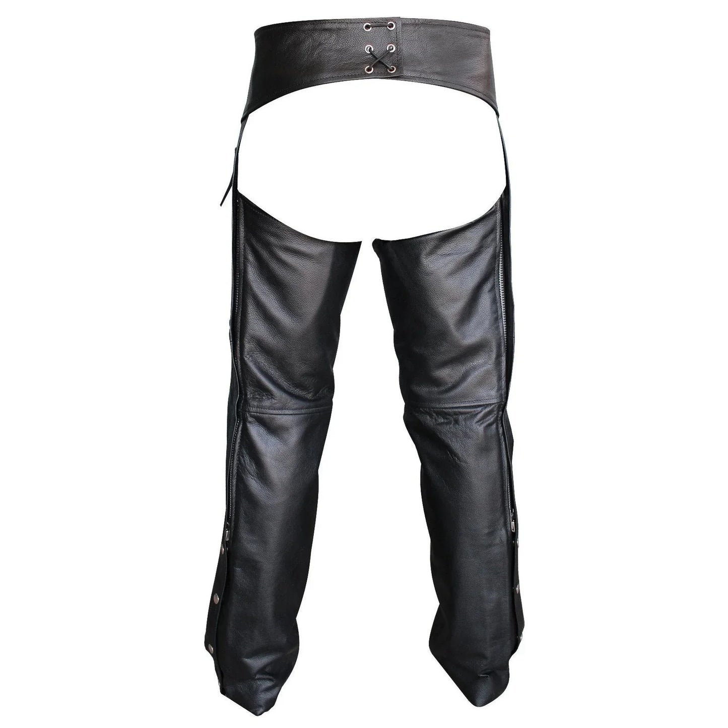 black classic motorcycle unisex cowhide leather riding chaps -