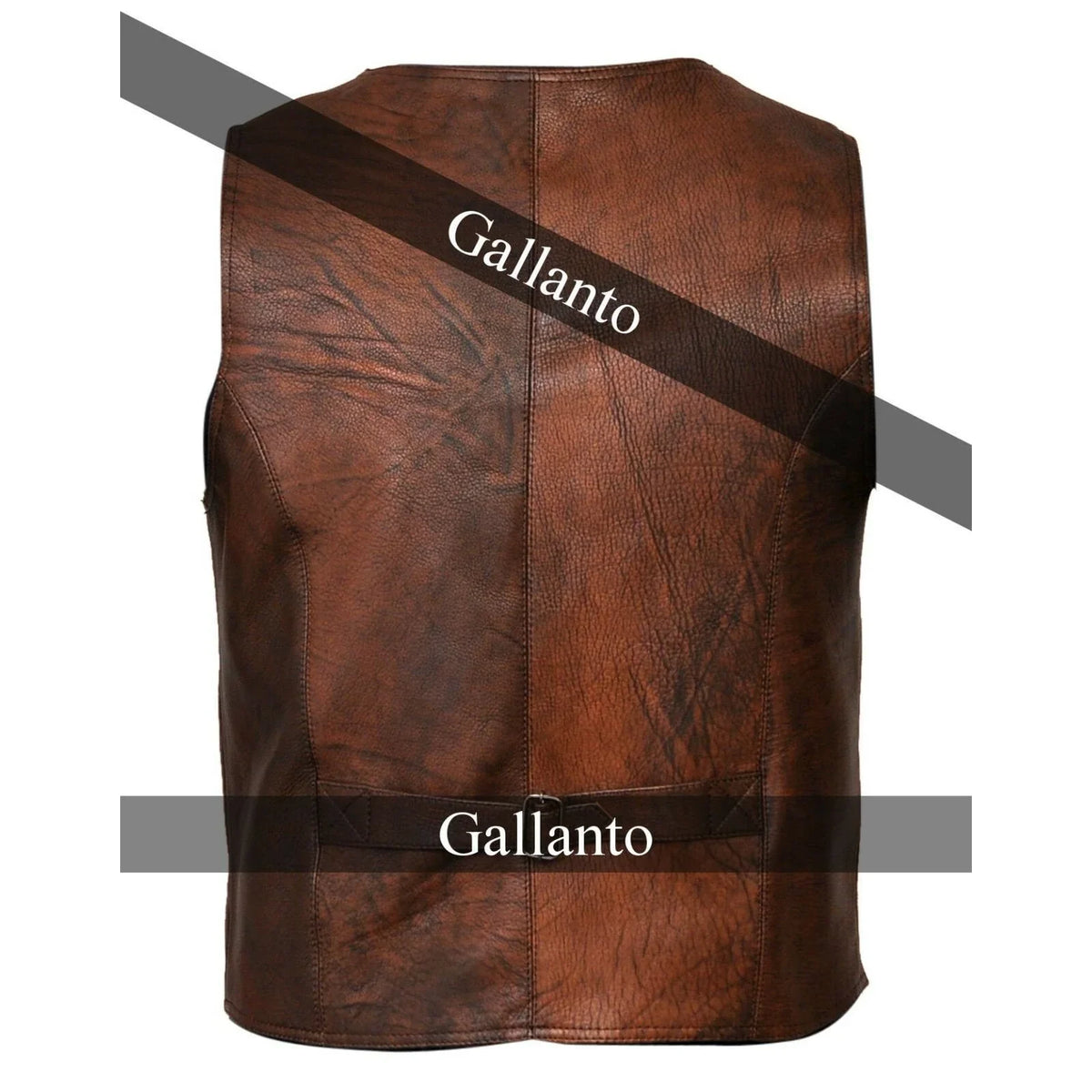 brown classic mens motorcycle leather waistcoat biker -