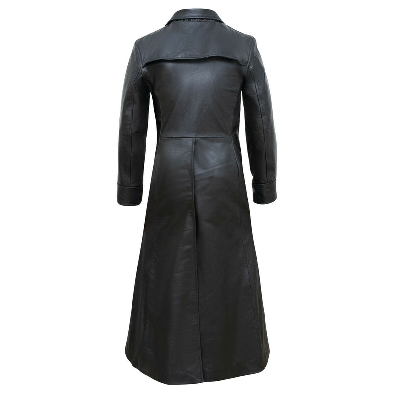 Detective Neo Matrix Style Black Gothic Style Men’s Leather Trench Long Coat -