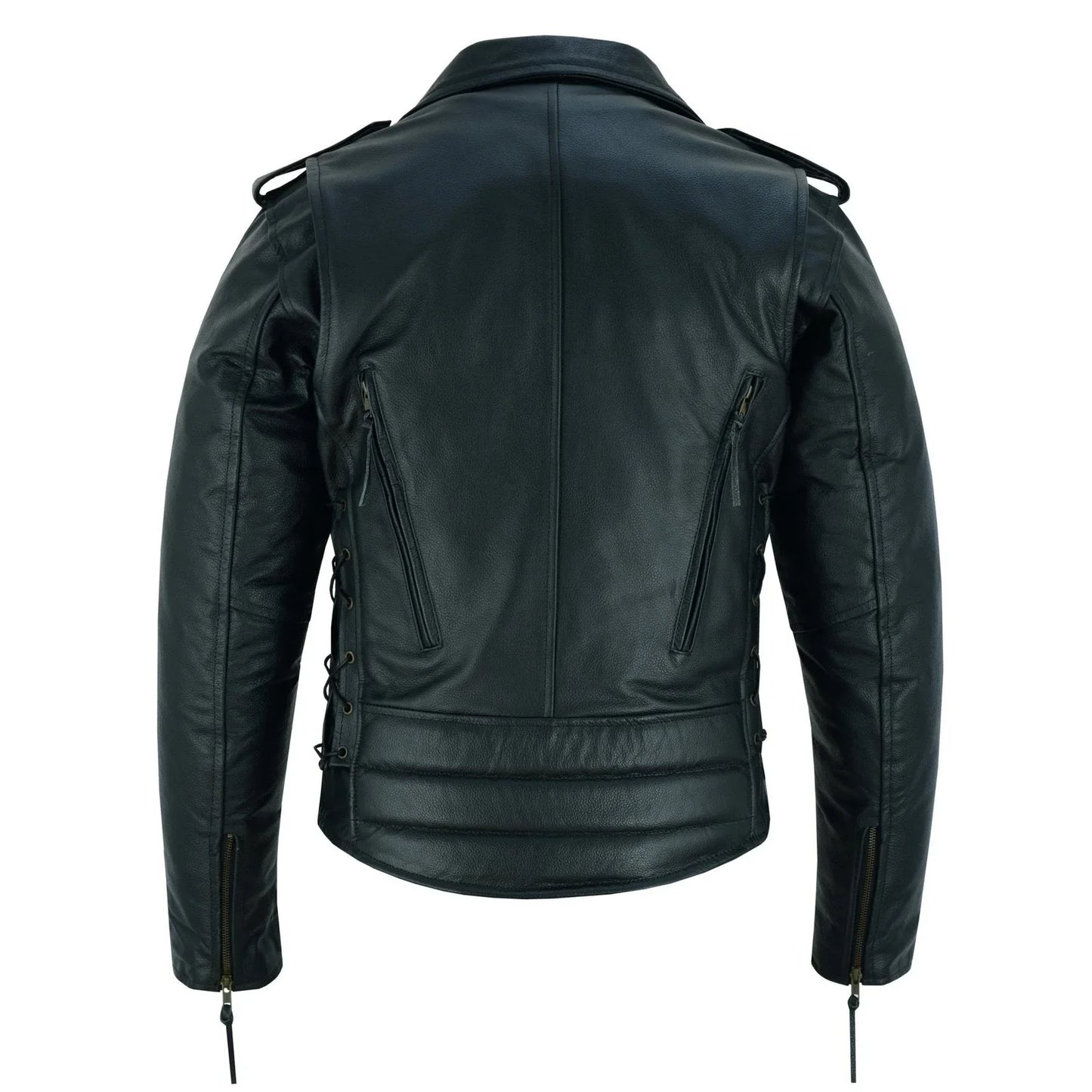 men's cool rider black vented premium leather motorcycle jacket -