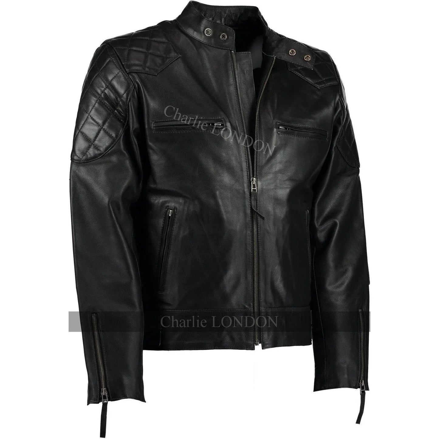 mens david beckham black stannard leather jackets -