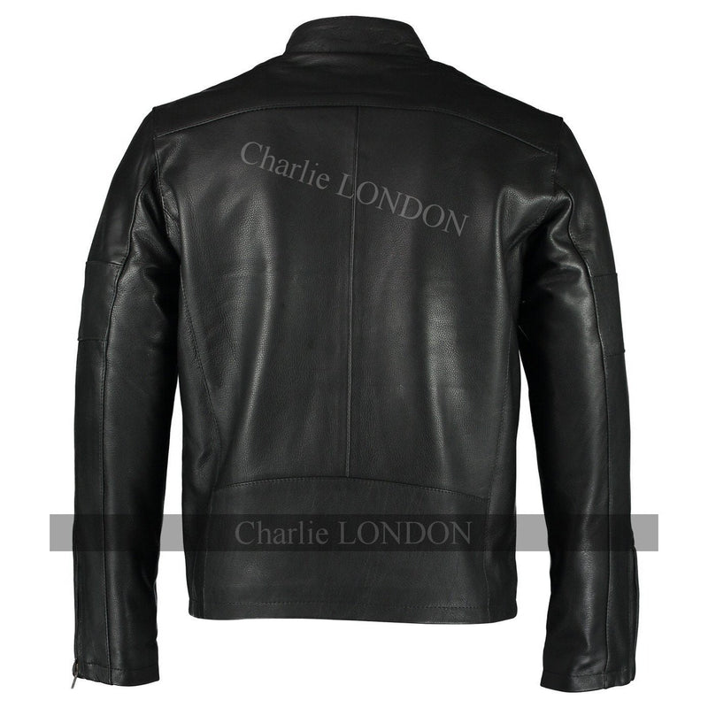 Mens Daytona Black Classic Style Leather Jacket -
