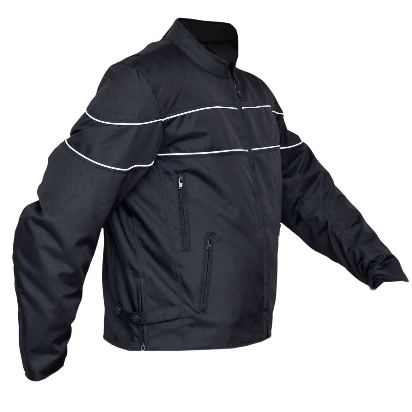 mens flaming skull armored black textile motorcycle biker jackets double lining -