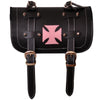 Pink Iron Cross Gothic Motorcycle Biker Leather Tool Rool Bag -