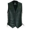 Side Lace Classic Mens Motorcycle Leather Vest Waistcoat with Zip in cowhide -