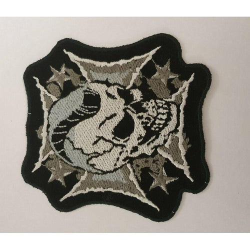Skull and Iron Cross Small Biker Motorcycle Embroidery Vest Waistcoat Patch -