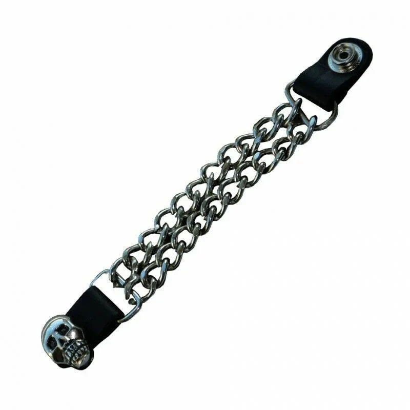skull chain vest waistcoat extender biker motorcycle accessory -