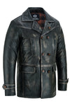 Vintage Brown Men's Leather Jacket - Double Breasted Dr. Who Kriegsmarine Style -