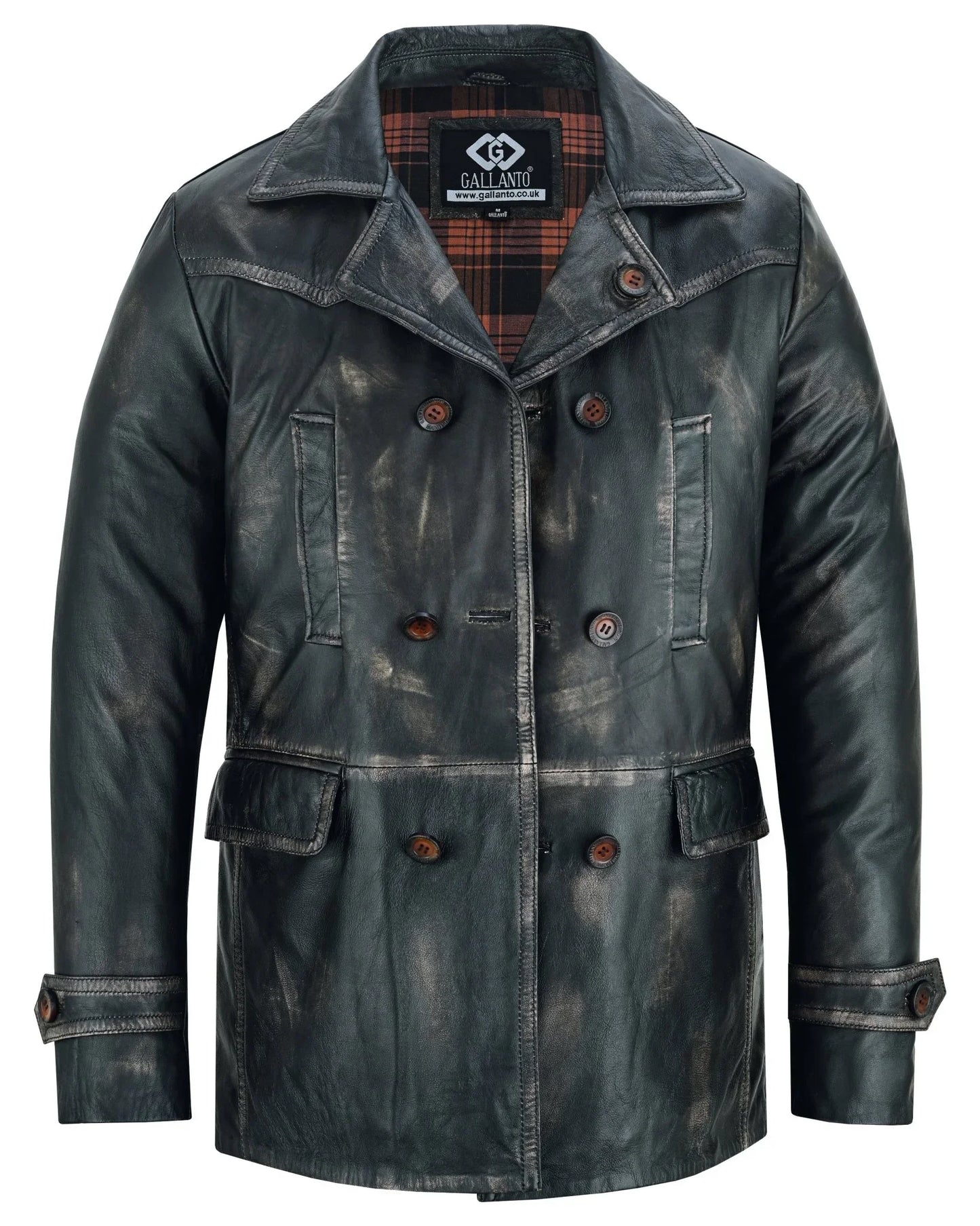 vintage brown men's leather jacket - double breasted dr. who kriegsmarine style -