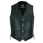 Vintage Brown Side Lace Biker Leather Waistcoat Vest -