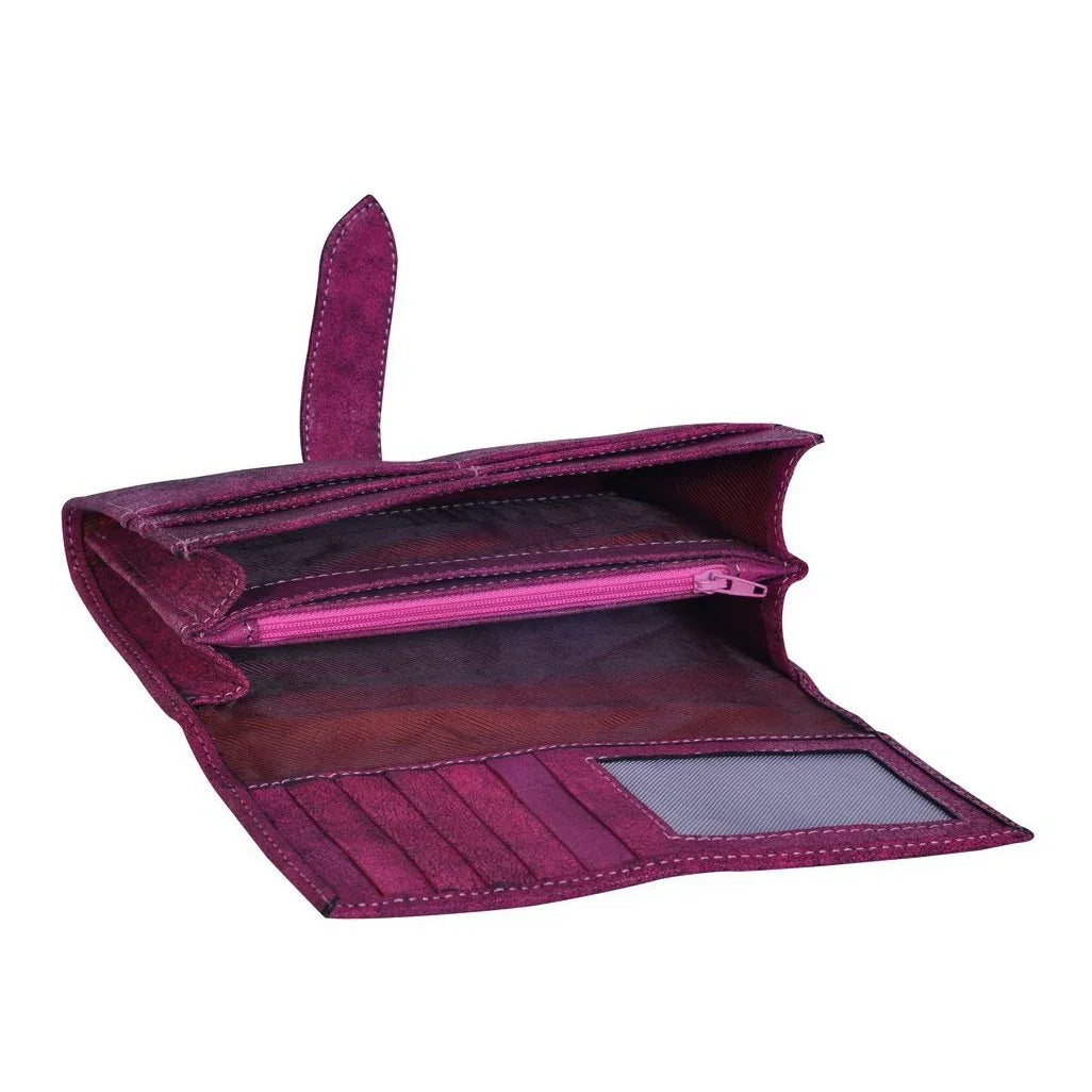 womens cutting edge pink leather textured purse -