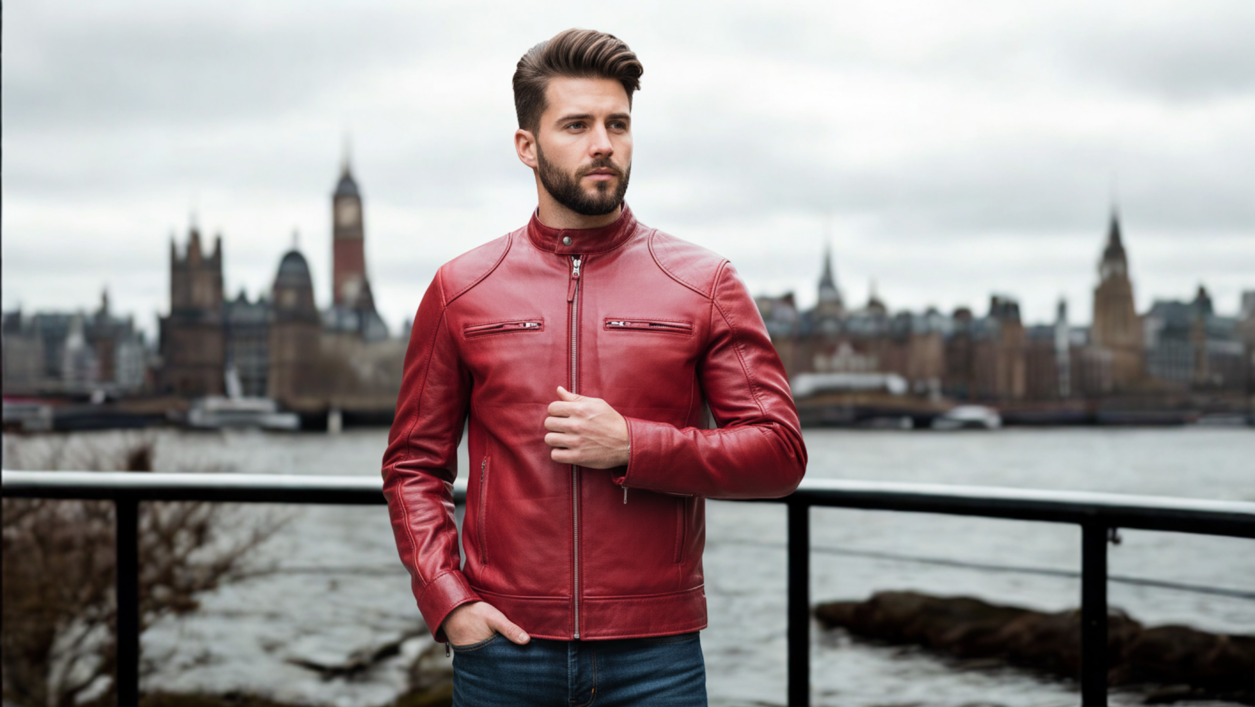 red leather jacket