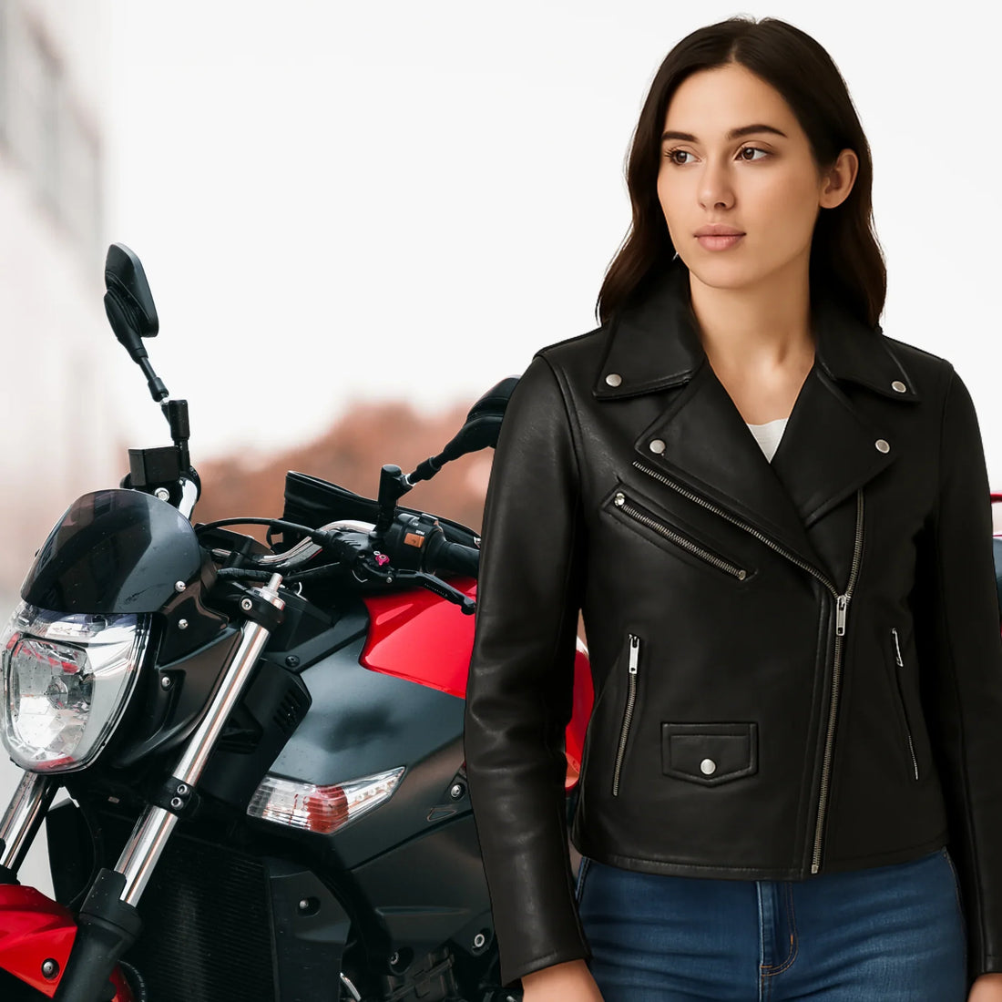 A sleek and versatile black leather jacket perfect for casual and formal wear.