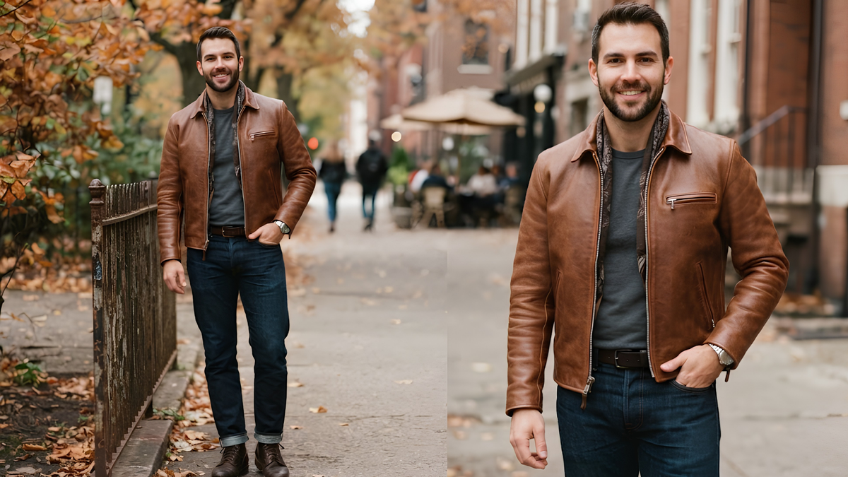How Should a Man Style a Brown Leather Jacket?