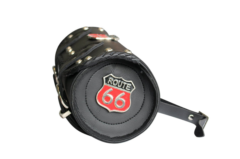 1093 Route66 Studded Black Motorcycle Leather Tool Bag - 