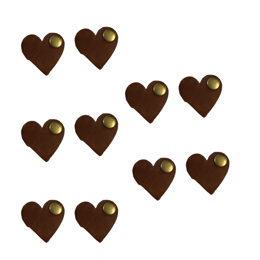 10Pcs Heart - Shaped Leather Cable Organizers – Reusable Cord Clips - 