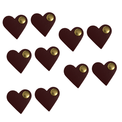 10Pcs Heart - Shaped Leather Cable Organizers – Reusable Cord Clips - 
