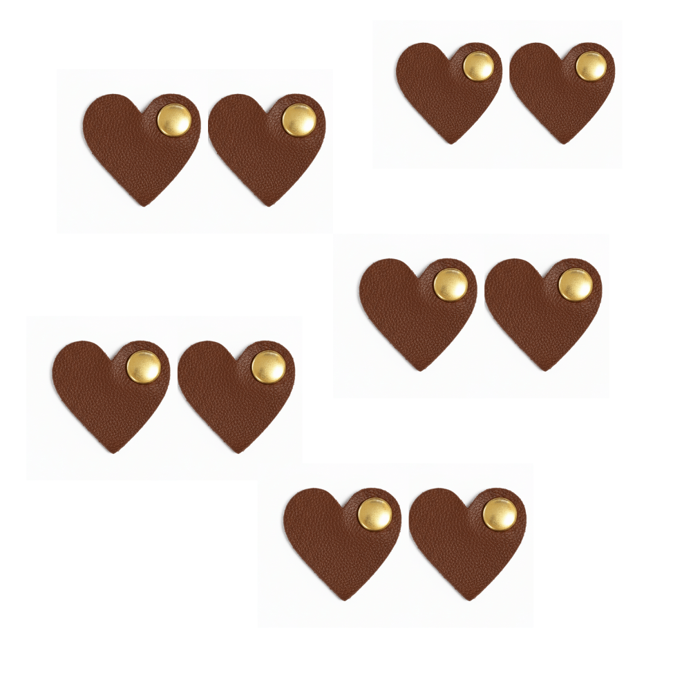 10Pcs Heart - Shaped Leather Cable Organizers – Reusable Cord Clips - 