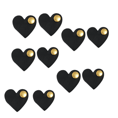10Pcs Heart - Shaped Leather Cable Organizers – Reusable Cord Clips - 