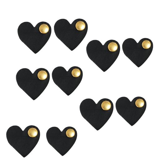 10Pcs Heart - Shaped Leather Cable Organizers – Reusable Cord Clips - 
