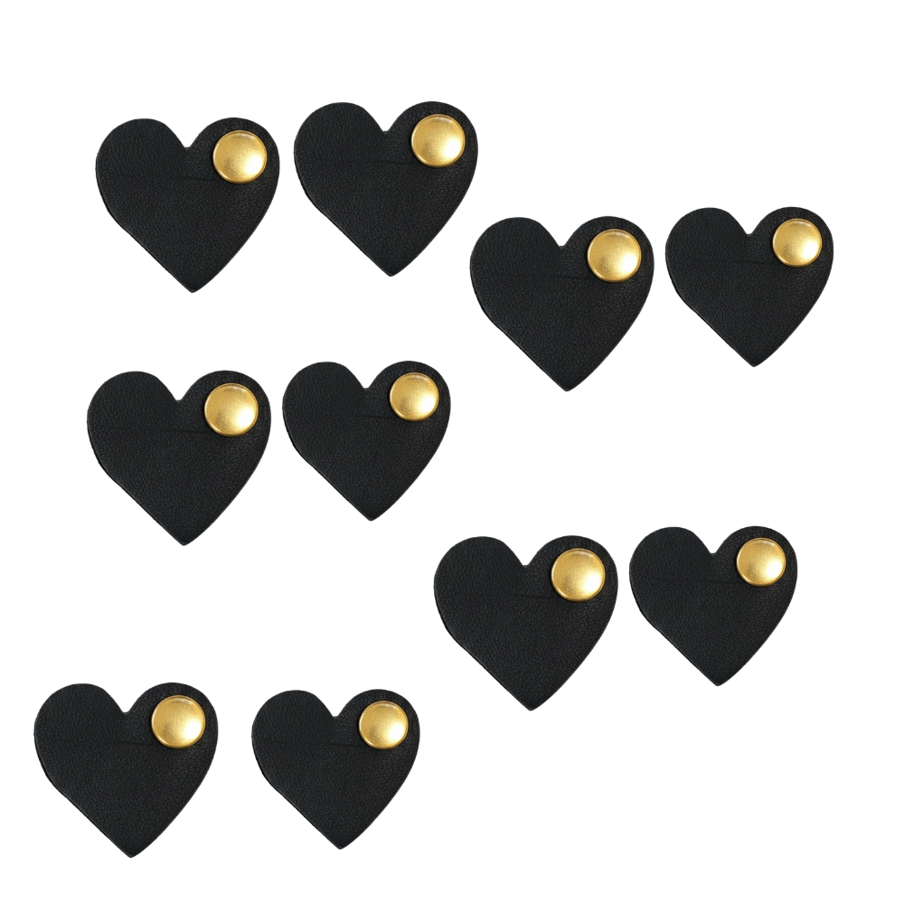 10Pcs Heart - Shaped Leather Cable Organizers – Reusable Cord Clips - 