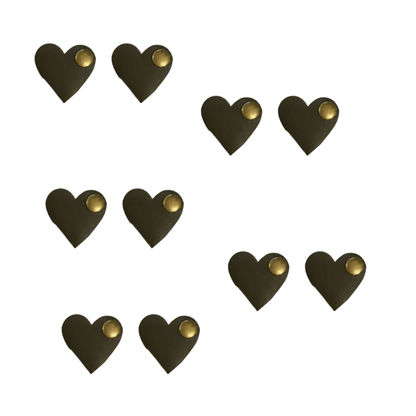 10Pcs Heart - Shaped Leather Cable Organizers – Reusable Cord Clips - 