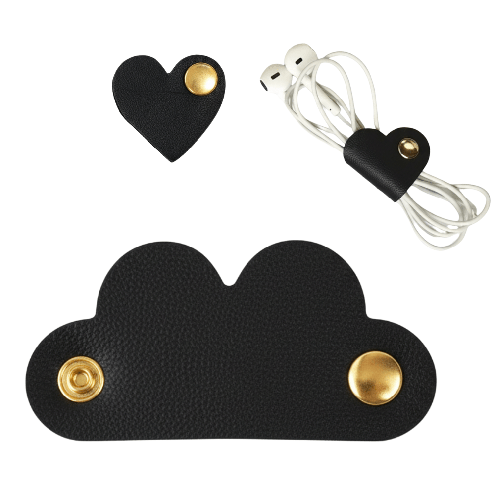 10pcs heart - shaped leather cable organizers – reusable cord clips - 