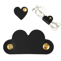 10Pcs Heart - Shaped Leather Cable Organizers – Reusable Cord Clips - 