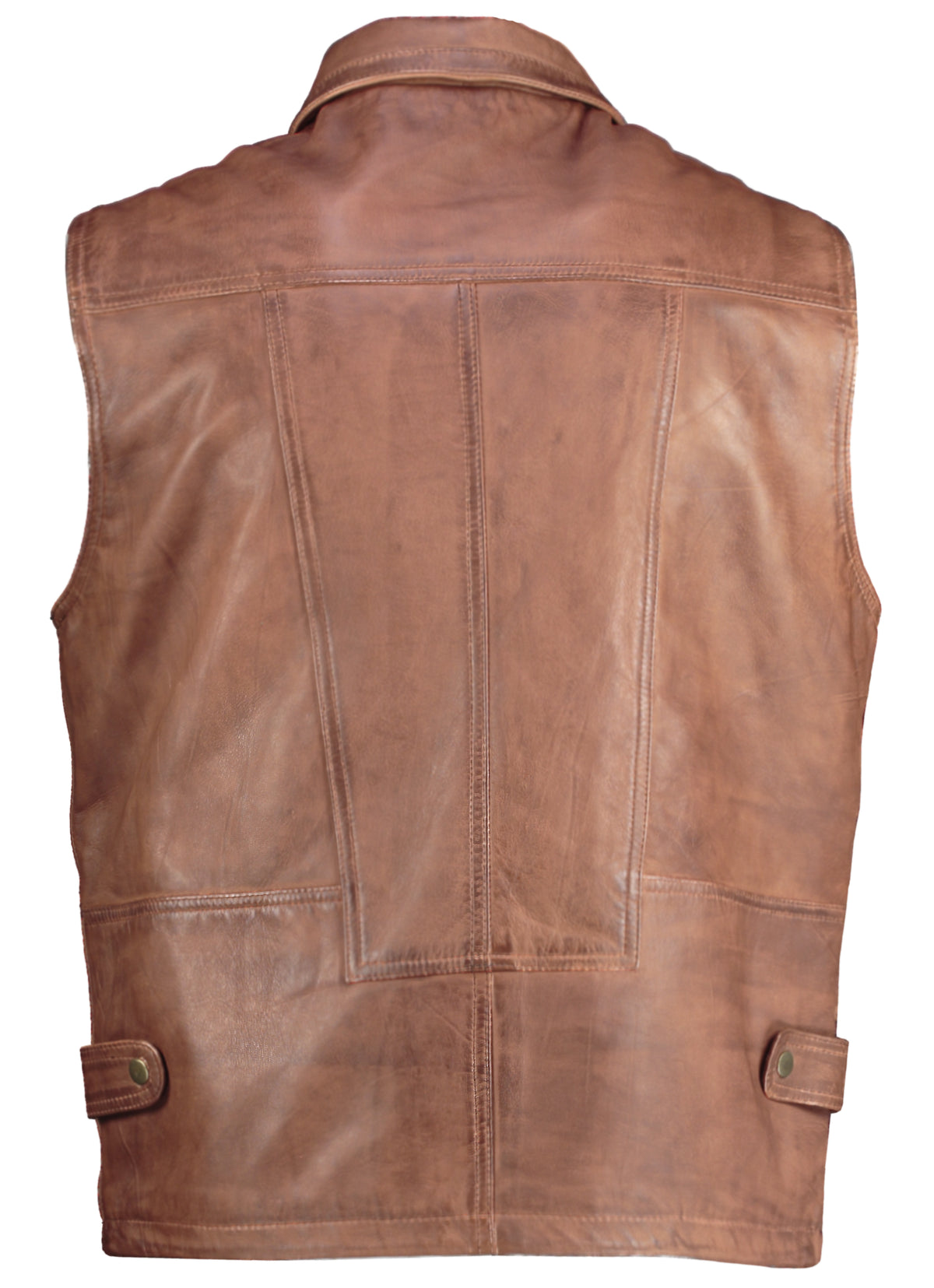 men's premium sheepskin leather utility gilet vest multi pocket outdoor waistcoat