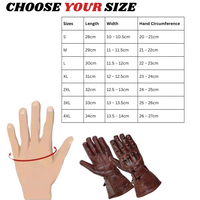 Brown, Black, Red or Stonewash Motorcycle Armored Thinsulate Leather Gloves