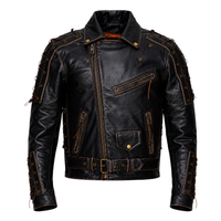 Brando Style Antique Rub Off Lace Leather Jacket