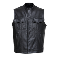Men’s Perforated Leather Biker Vest with Breathable Design