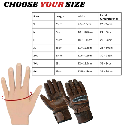 Mens Motorcycle Gloves – Gallanto Armoured Thinsulate Leather Winter