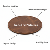 4 Pack Original Leather Coasters Set with Holder – 4 Inch Round Drink Mats