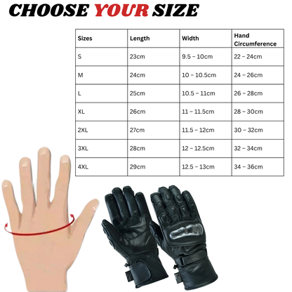 Mens Motorcycle Gloves – Gallanto Armoured Thinsulate Leather Winter