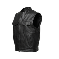 Men’s Perforated Leather Biker Vest with Breathable Design