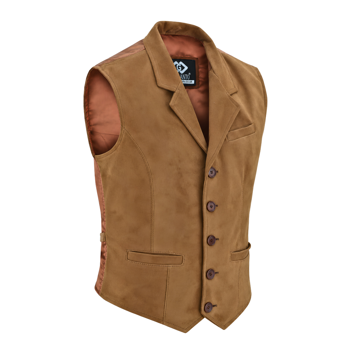 Mens Blazer Style Formal Black Suede Leather Waistcoat Vest