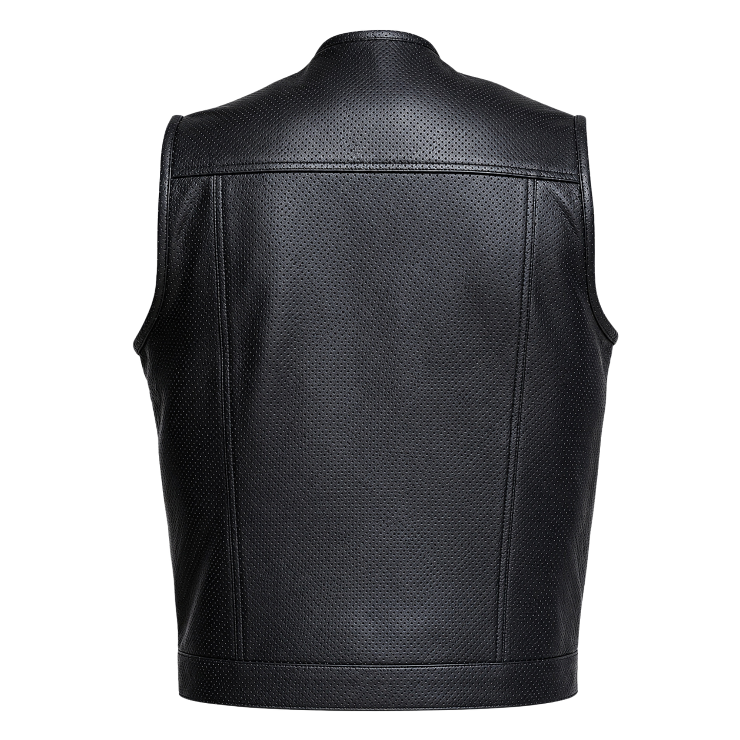 men’s premium perforated leather biker vest - breathable waistcoat