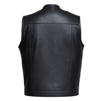 Men’s Perforated Leather Biker Vest with Breathable Design